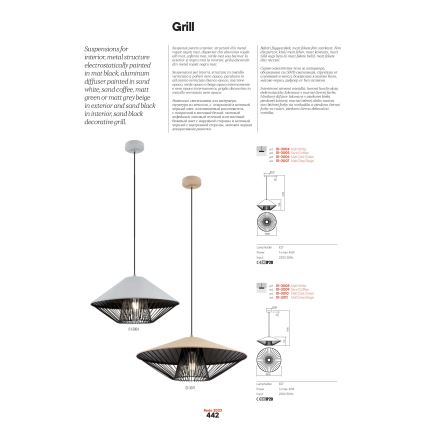 Redo 01-3006 - Suspension sur câble GRILL 1xE27/42W/230V Ø 39,6 cm noir/turquoise