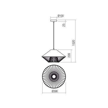 Redo 01-3007 - Suspension sur câble GRILL 1xE27/42W/230V Ø 39,6 cm noir/beige