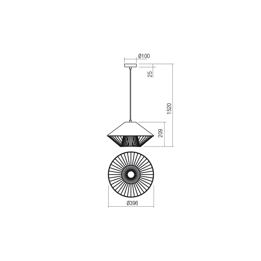 Redo 01-3007 - Suspension sur câble GRILL 1xE27/42W/230V Ø 39,6 cm noir/beige