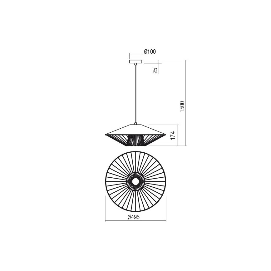 Redo 01-3011 - Suspension sur câble GRILL 1xE27/42W/230V Ø 49,5 cm noir/beige