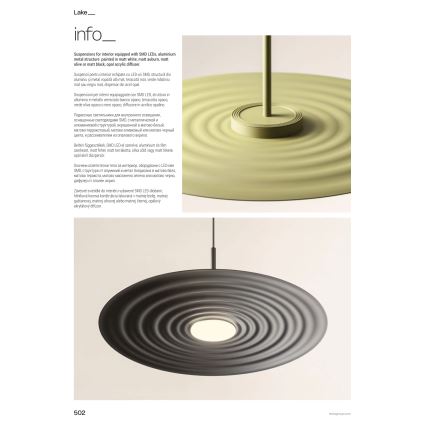 Redo 01-3046 - Suspension LED sur câble LAKE LED/13W/230V IRC 90 Ø 50 cm vert