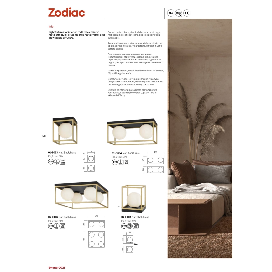 Redo 01-3052 - Lampe de table ZODIAC 1xE14/28W/230V