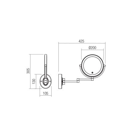Redo 01-3087 - Miroir de maquillage tactile à intensité variable SELFIE LED/7W/230V 3000/4000/6000K blanc