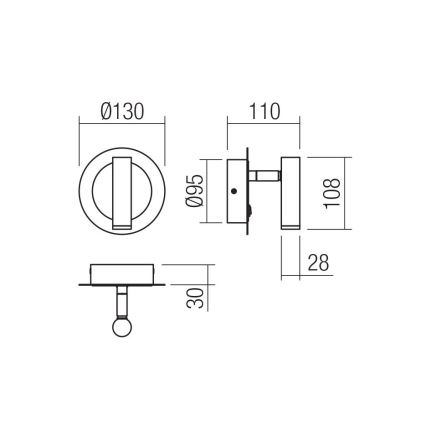 Redo 01-3089 - Spot mural LED CLOSER LED/6W/230V blanc