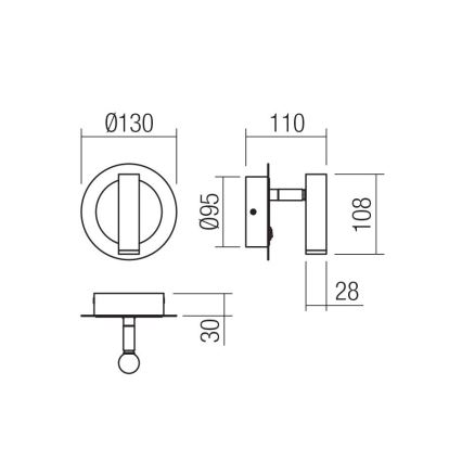 Redo 01-3090 - Spot mural LED CLOSER LED/6W/230V noir