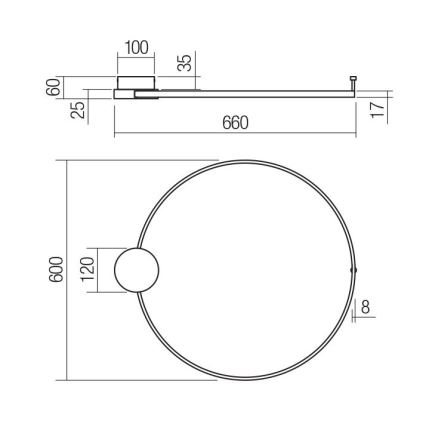 Redo 01-3103 - Applique murale LED ATOM LED/20W/230V d. 60 cm