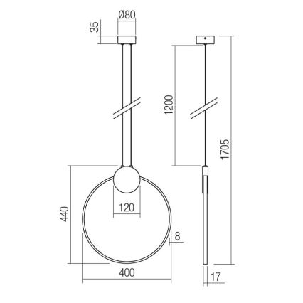 Redo 01-3106 - Suspension filaire LED ATOM LED/11W/230V d. 40 cm