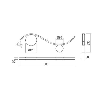 Redo 01-3109 - Applique murale LED WAVE LED/9W/230V laiton