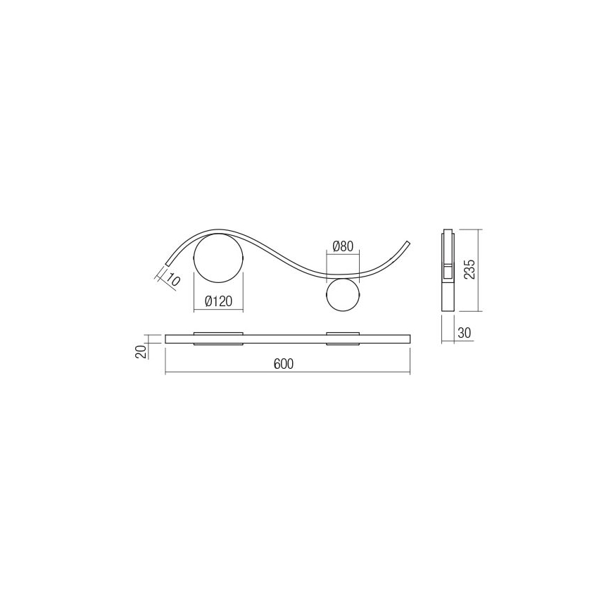Redo 01-3109 - Applique murale LED WAVE LED/9W/230V laiton