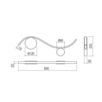 Redo 01-3110 - Applique murale LED WAVE LED/9W/230V noir