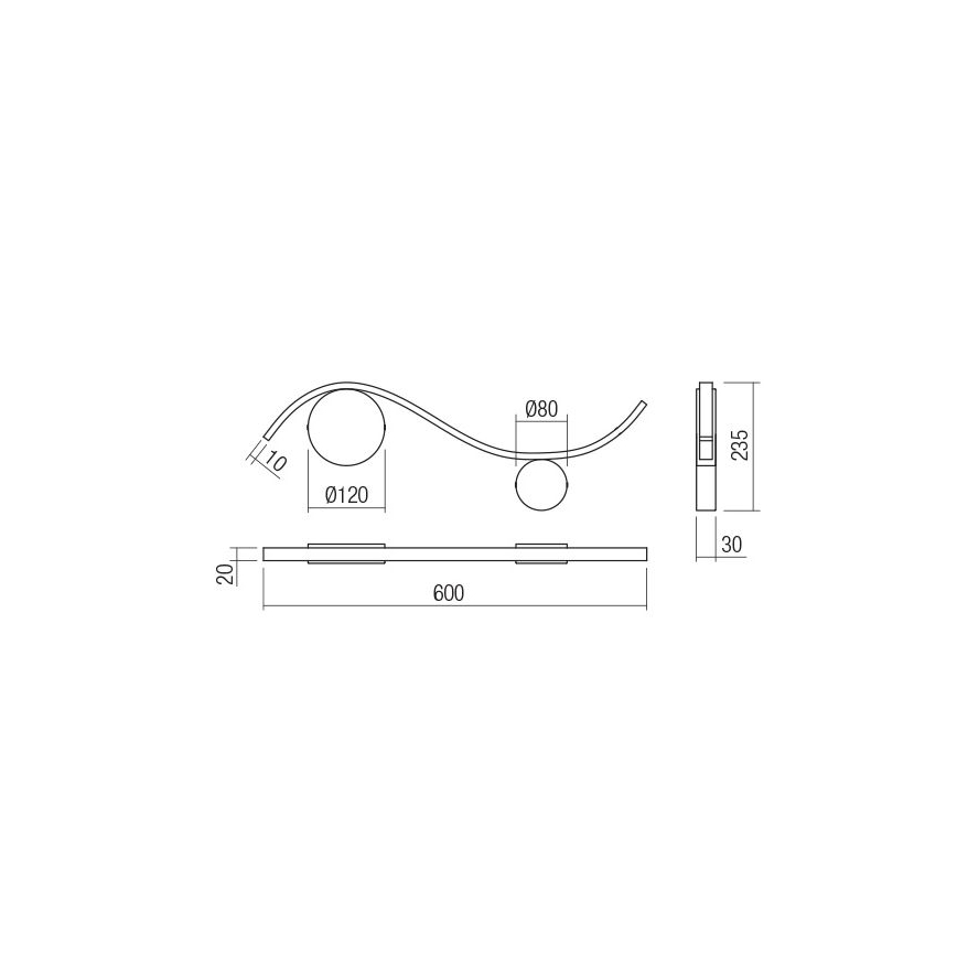Redo 01-3110 - Applique murale LED WAVE LED/9W/230V noir