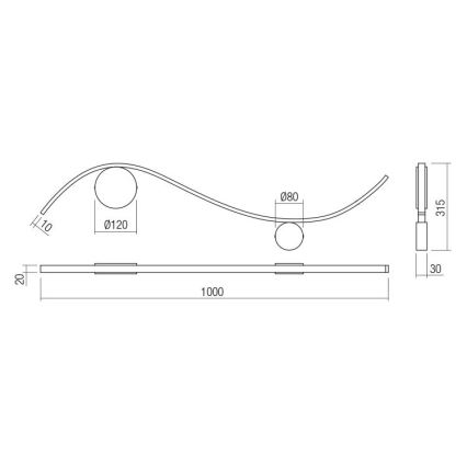 Redo 01-3112 - Applique murale LED WAVE LED/11W/230V laiton