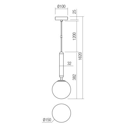 Redo 01-3130 - Suspension filaire HAIKU 1xE14/28W/230V d. 15 cm laiton