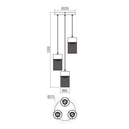 Redo 01-3142 - Suspension filaire STEM 3xE27/42W/230V