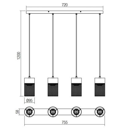 Redo 01-3143 - Suspension filaire STEM 4xE27/42W/230V