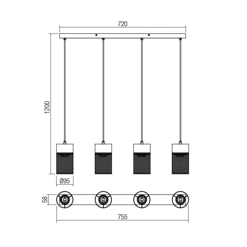 Redo 01-3143 - Suspension filaire STEM 4xE27/42W/230V