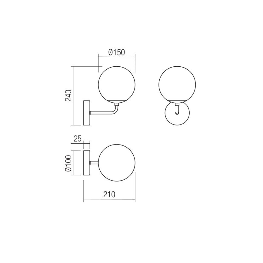 Redo 01-3148 - Applique murale BOWLING 1xE27/42W/230V noir