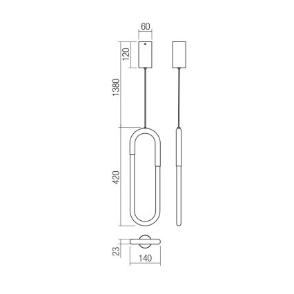 Redo 01-3183 - Suspension filaire à intensité variable LED LATIUM LED/9W/230V laiton