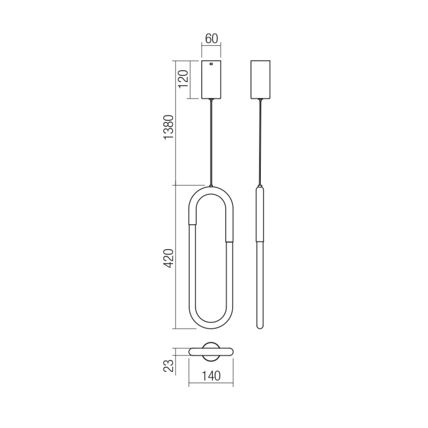 Redo 01-3183 - Suspension filaire à intensité variable LED LATIUM LED/9W/230V laiton