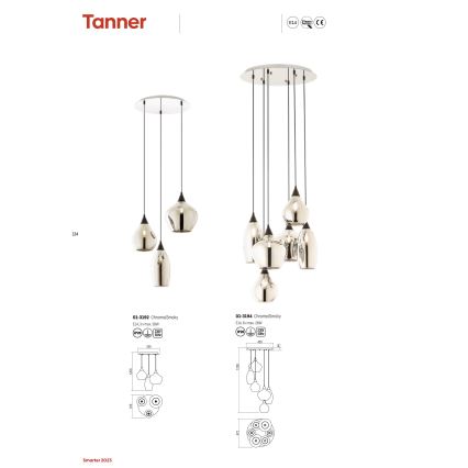 Redo 01-3192 - Suspension filaire TANNER 3xE14/28W/230V d. 37,6 cm