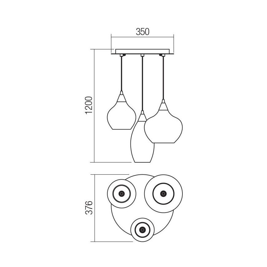 Redo 01-3192 - Suspension filaire TANNER 3xE14/28W/230V d. 37,6 cm