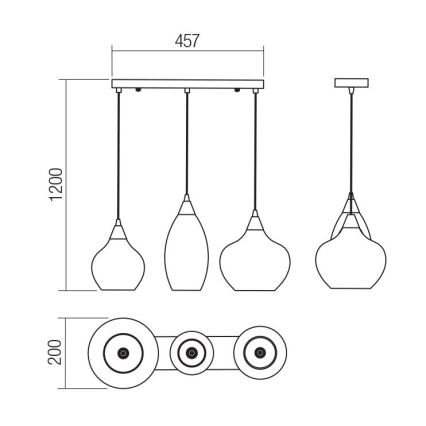 Redo 01-3193 - Suspension filaire TANNER 3xE14/28W/230V