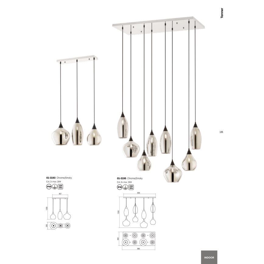 Redo 01-3195 - Suspension filaire TANNER 8xE14/28W/230V