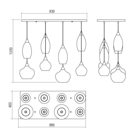 Redo 01-3195 - Suspension filaire TANNER 8xE14/28W/230V
