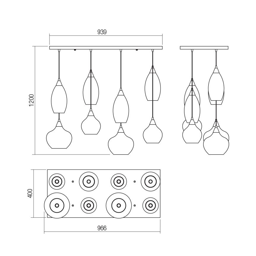 Redo 01-3195 - Suspension filaire TANNER 8xE14/28W/230V