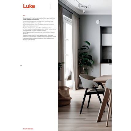 Redo 01-3196 - Suspension filaire LUKE 1xE27/42W/230V d. 17 cm noir