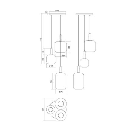 Redo 01-3198 - Suspension filaire BRINA 3xE27/23W/230V