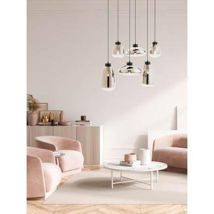 Redo 01-3212 - Suspension filaire LUKE 6xE27/42W/230V noir