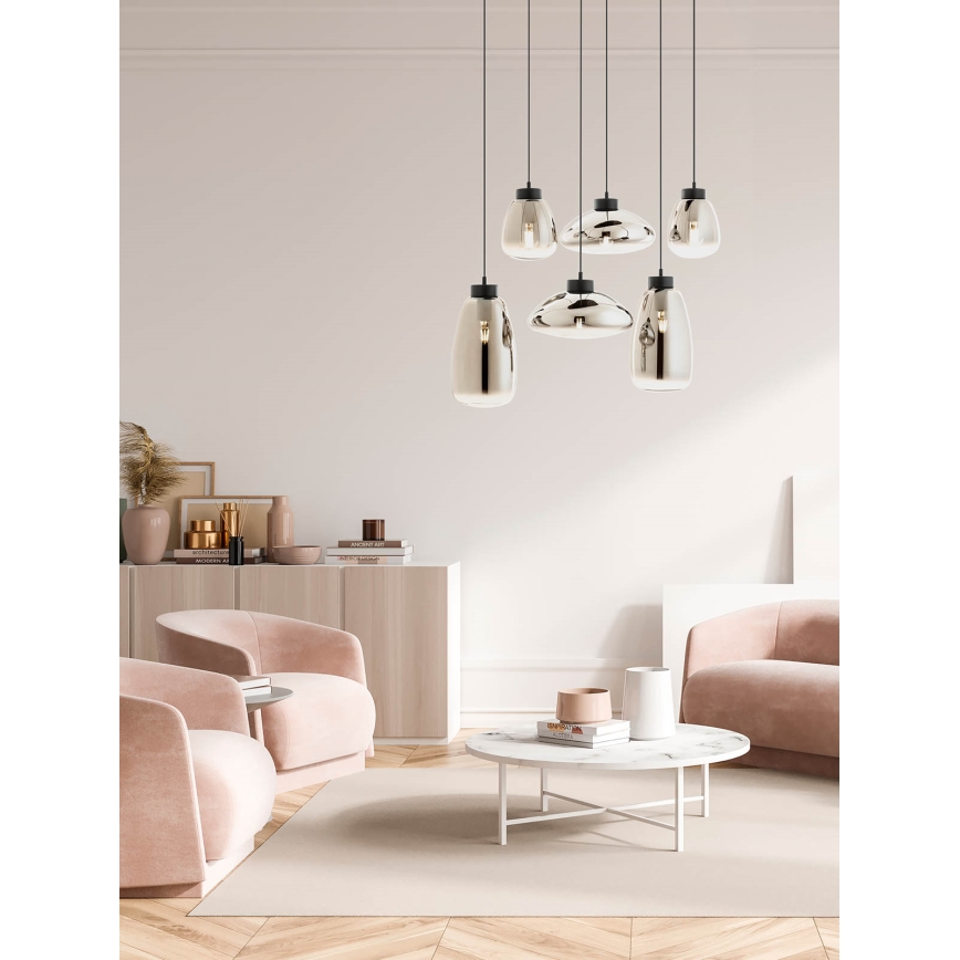 Redo 01-3212 - Suspension filaire LUKE 6xE27/42W/230V noir
