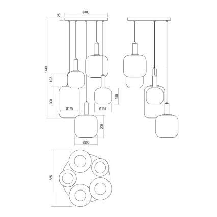 Redo 01-3214 - Suspension filaire BRINA 5xE27/23W/230V