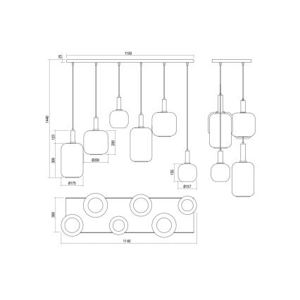 Redo 01-3215 - Suspension filaire BRINA 6xE27/23W/230V