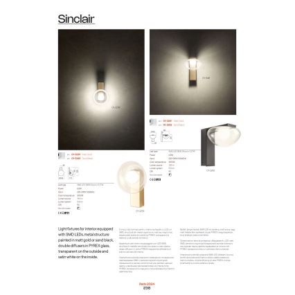 Redo 01-3239 - Applique murale SINCLAIR LED/6,5W/230V CRI 93 IP21 doré