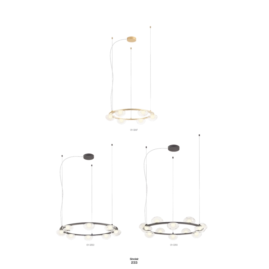Redo 01-3248- Suspension filaire à intensité variable SINCLAIR LED/37,2W/230V CRI 93 IP21 noir