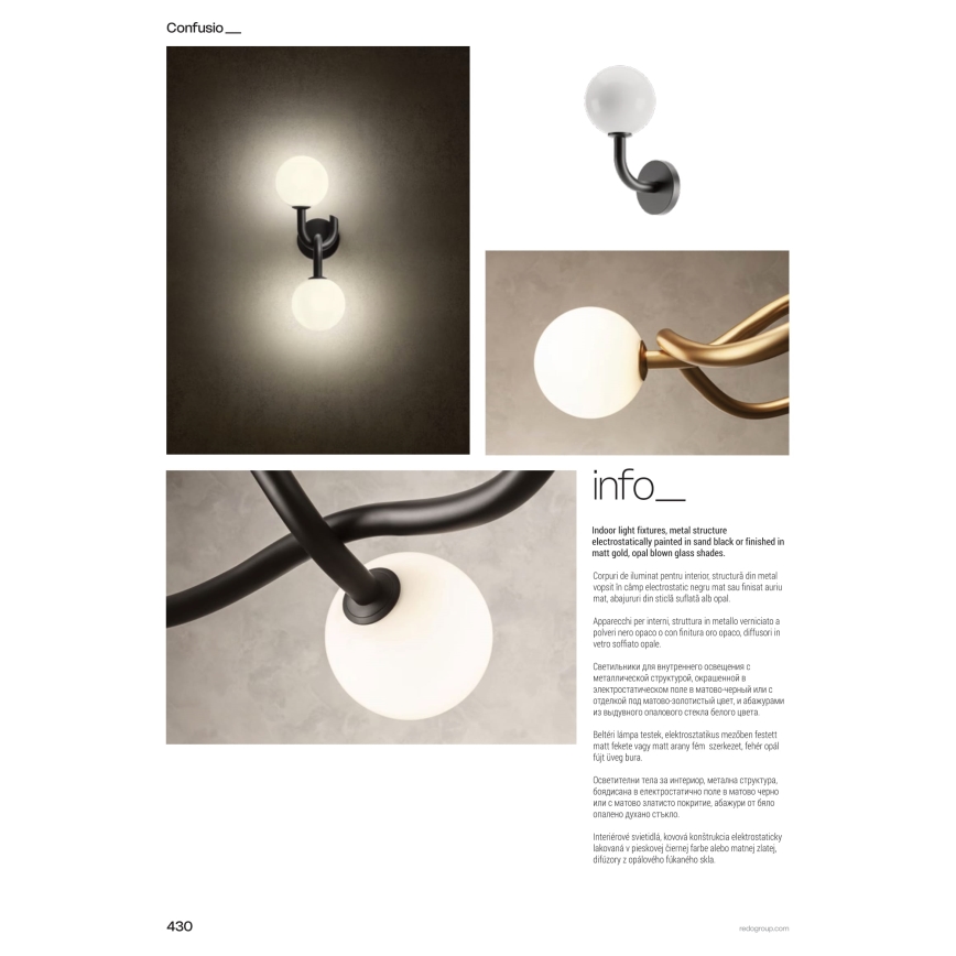 Redo 01-3257 - Lustre sur tige CONFUSIO 3xE14/28W/230V Ø 76 cm noir