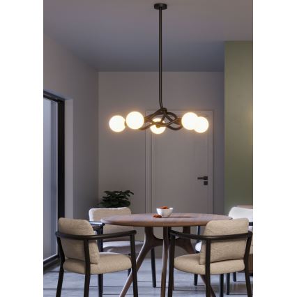 Redo 01-3259 - Lustre sur tige CONFUSIO 5xE14/28W/230V diam. 96 cm noir