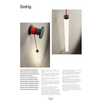 Redo 01-3304 - Applique murale LED dimmable SWING LED/16W/230V 3000/4000K IRC 90 noire