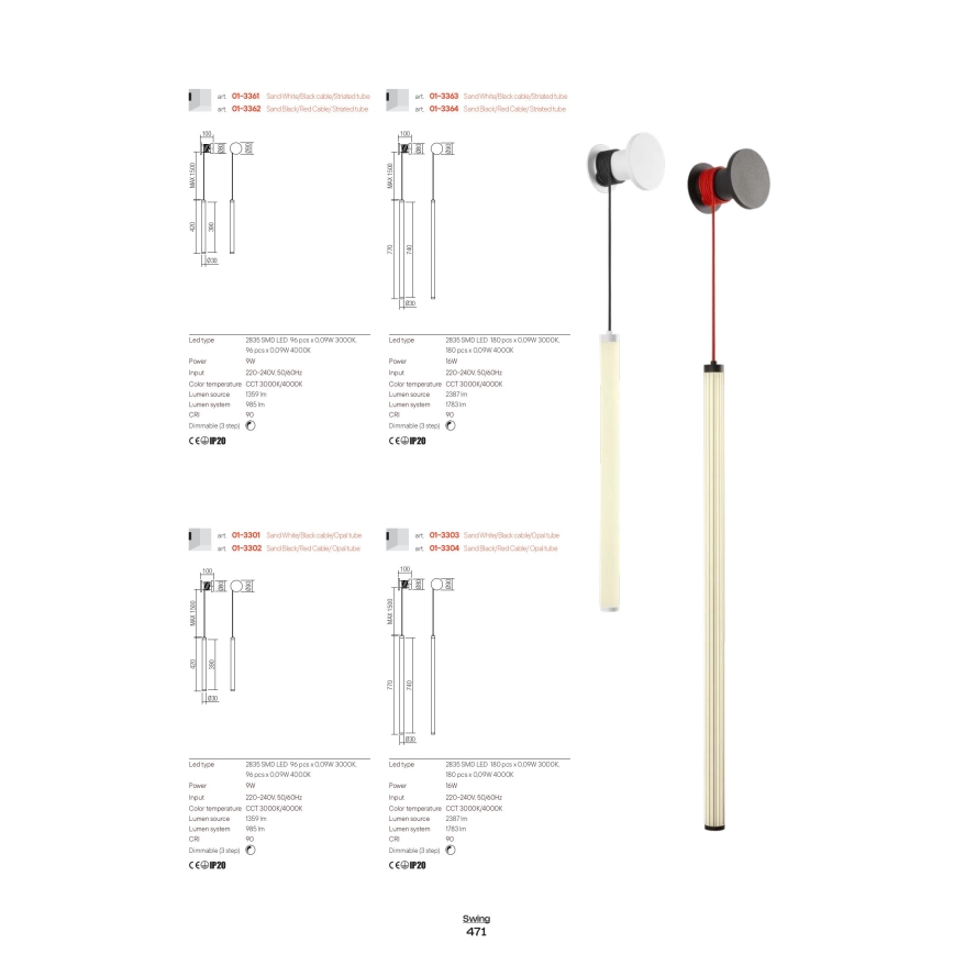 Redo 01-3304 - Applique murale LED dimmable SWING LED/16W/230V 3000/4000K IRC 90 noire