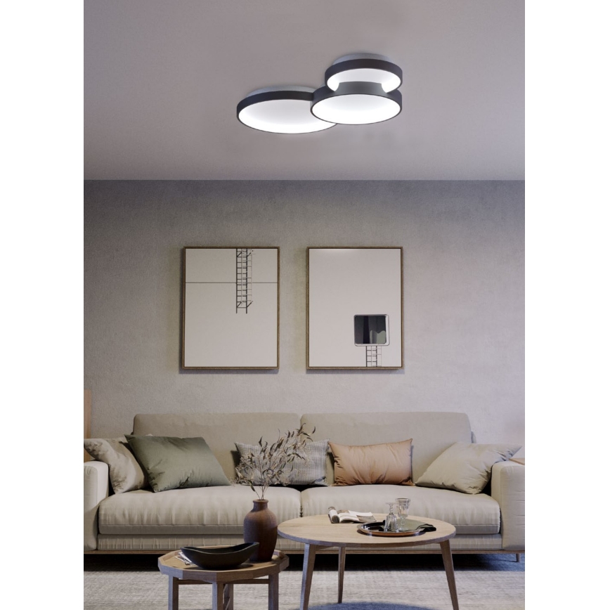 Redo 01-3375 - Plafonnier à intensité variable COMBI LED/72W/230V 3000/4000/6000K CRI98 noir