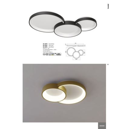 Redo 01-3375 - Plafonnier à intensité variable COMBI LED/72W/230V 3000/4000/6000K CRI98 noir