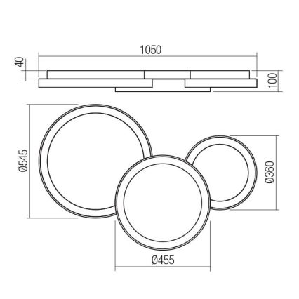 Redo 01-3375 - Plafonnier à intensité variable COMBI LED/72W/230V 3000/4000/6000K CRI98 noir