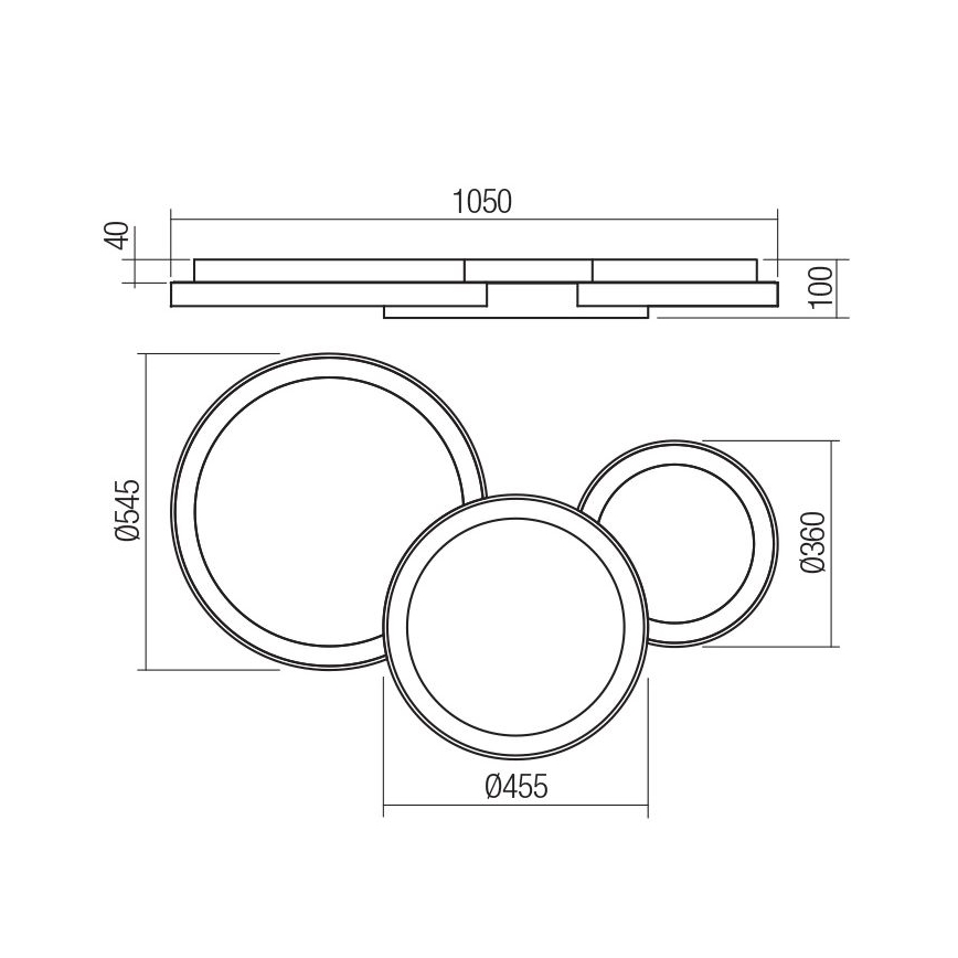Redo 01-3375 - Plafonnier à intensité variable COMBI LED/72W/230V 3000/4000/6000K CRI98 noir