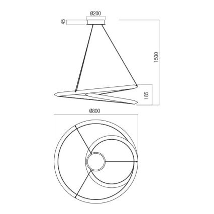 Redo 01-3376 - Suspension LED dimmable STORM sur câble 60W/230V 3000/4000/6000K CRI 90 Ø 80 cm blanc