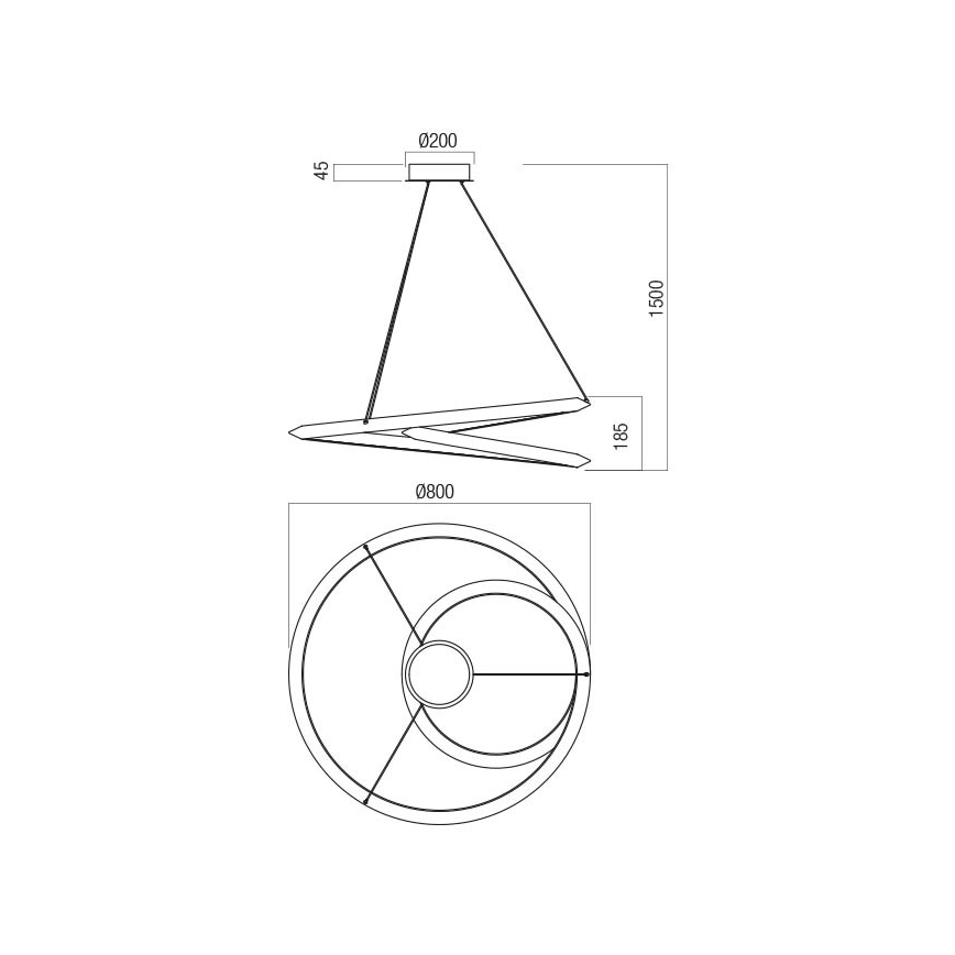 Redo 01-3377 - Suspension dimmable sur câble STORM LED/60W/230V 3000/4000/6000K IRC 90 diam. 80 cm doré