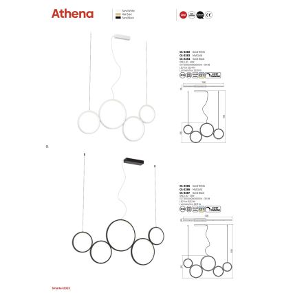 Redo 01-3382 - Suspension filaire à intensité variable LED ATHENA LED/40W/230V 3000/4000/6000K CRI98 blanc