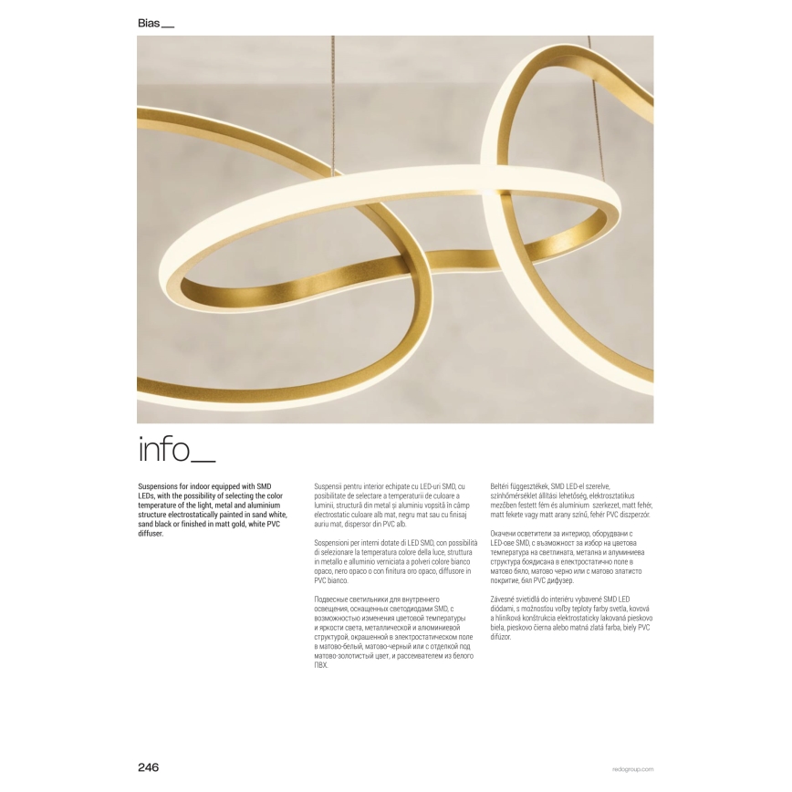 Redo 01-3393 - Suspension LED dimmable sur câble BIAS LED/120W/230V 3000/4500/6500K IRC 90 noir