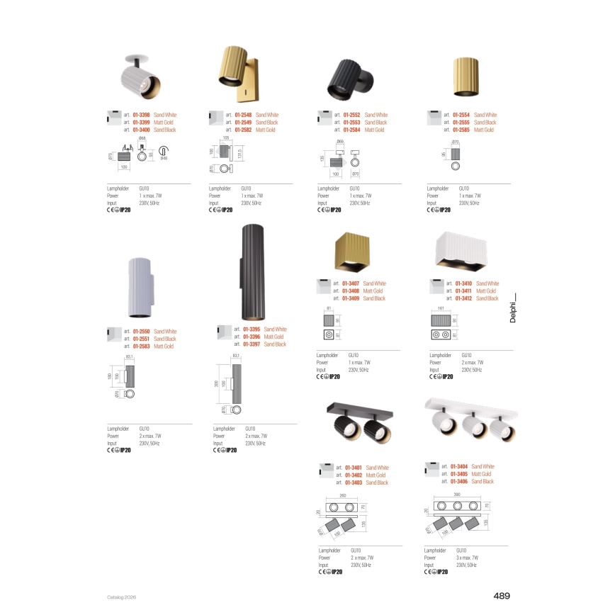 Redo 01-3410 - Spot DELPHI 2xGU10/7W/230V 16,1x8,1 cm blanc